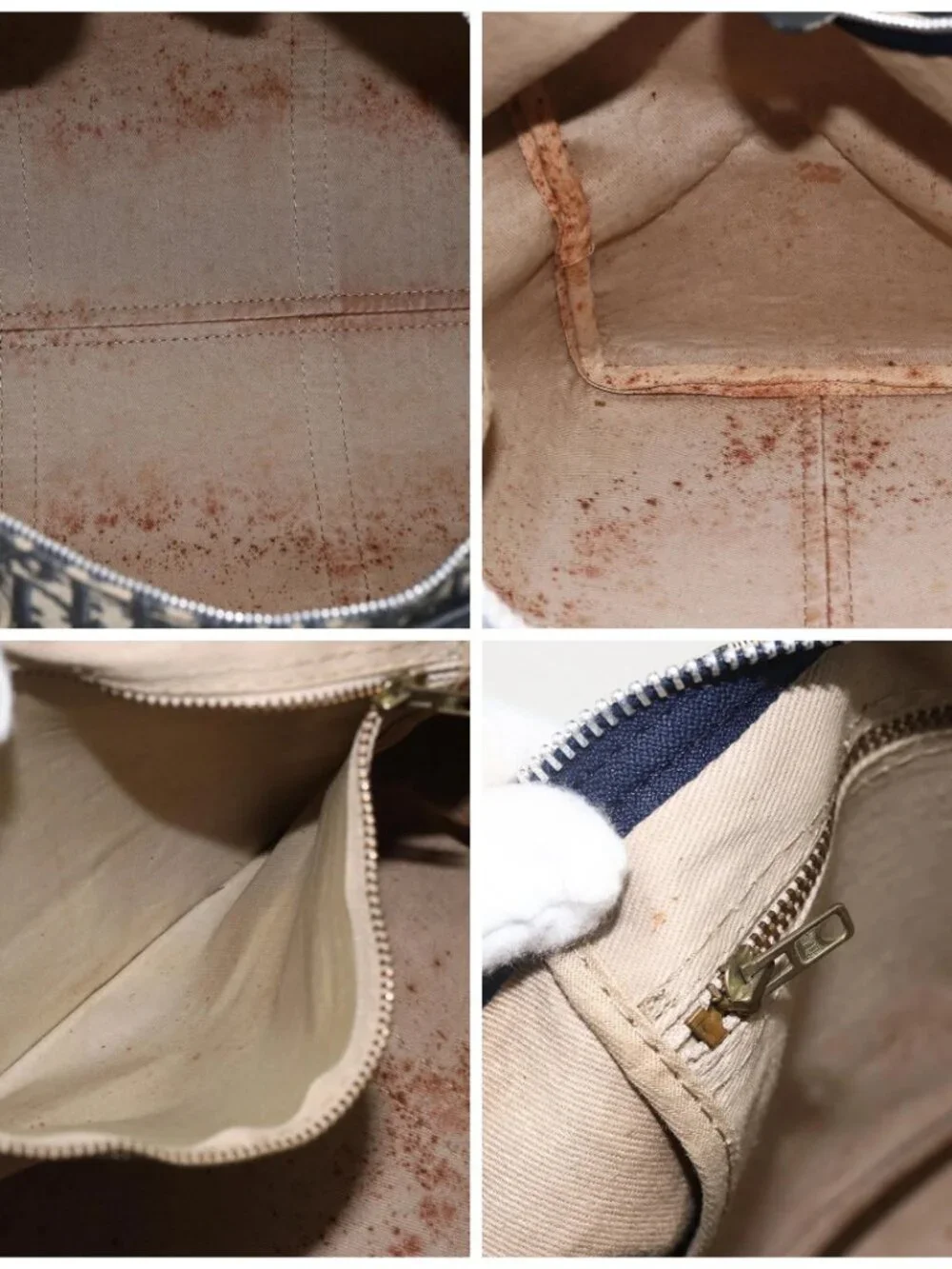 Christian Dior Trotter Canvas Boston Bag Navy Silver Auth ka2812 - Picture 15 of 16